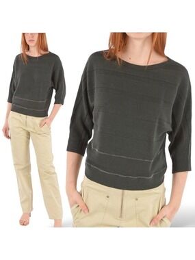 FABIANA FILIPPI 100% Cotton Beaded Stripe Dolman Sleeve Sweater MADE IN ITALY XL